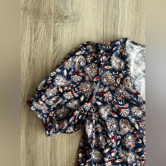 Boden Women’s  V-Neck Jersey Mini Dress Navy Paisley Terrace - Size 14 - Picture 3 of 10